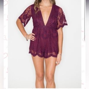 Wild Honey lace embroidered romper